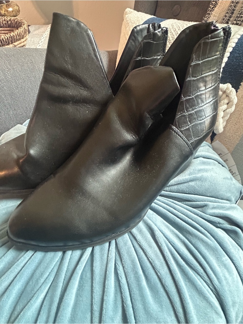 Black Men's Slip-On Chelsea Boot with Croc-Texture Panel